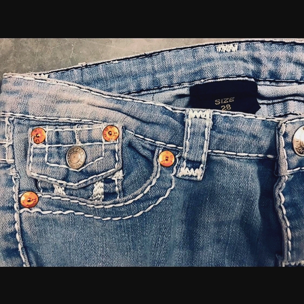 Authentic True Religion Faded Light Blue Denim Jeans - Picture 5 of 8